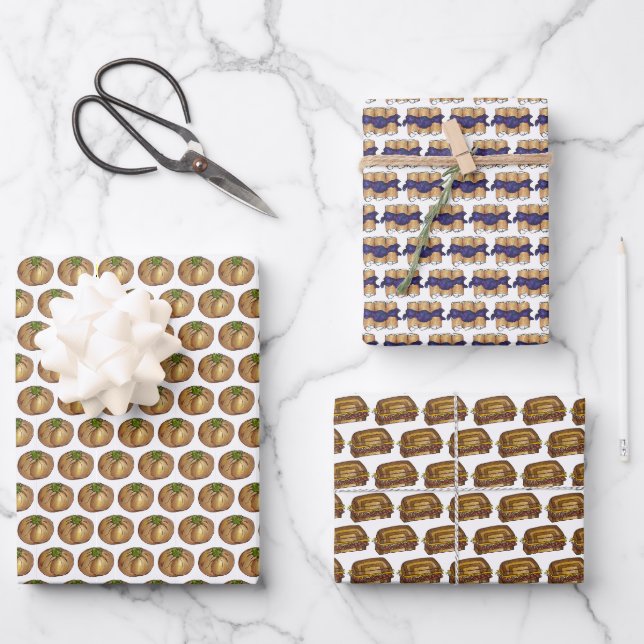 Feuille De Papier Cadeau NYC Jewish Deli Foods Knish Reuben Blintzes (Recto)