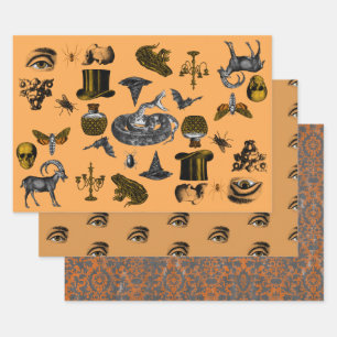 Feuille De Papier Cadeau Objets déplaisants, yeux et motif en détresse
