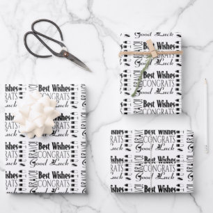 Feuille De Papier Cadeau Occasion des Meilleurs voeux Noir/Blanc