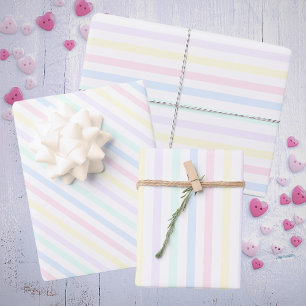 Feuille De Papier Cadeau Occasion spéciale Pastel Candy Stripes Retro