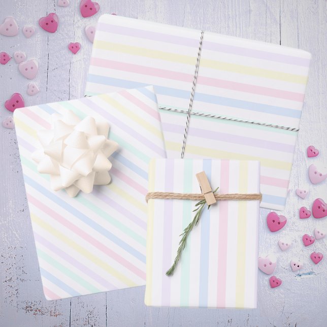 Feuille De Papier Cadeau Occasion spéciale Pastel Candy Stripes Retro (In-Situ)