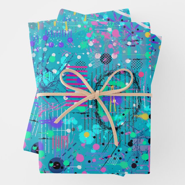 Feuille De Papier Cadeau Ocean Bubbles: Maximalist Art (En situation)