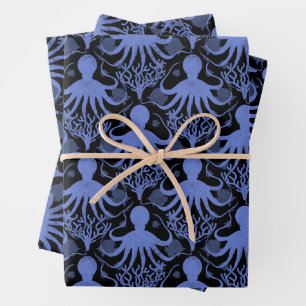 Feuille De Papier Cadeau Octopus (dark background)