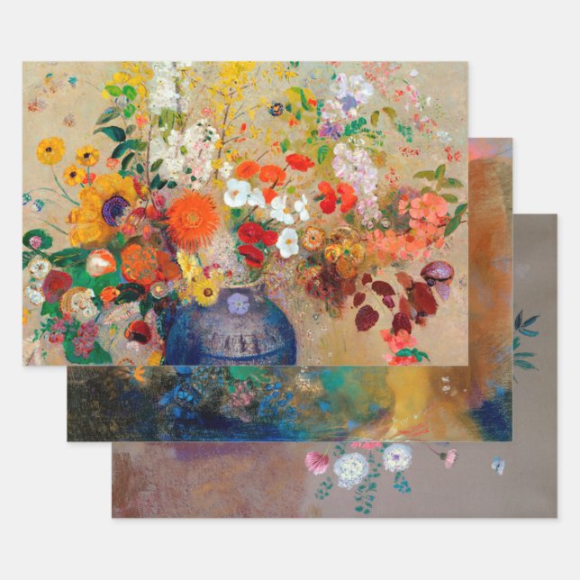 Feuille De Papier Cadeau Odilon Redon, Floral (Lot)