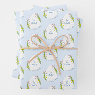 Feuille De Papier Cadeau Oeuf de Pâques floral préppy personnalisé