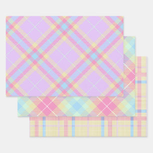 Feuille De Papier Cadeau Oeuf de Pâques Pastel Plaid