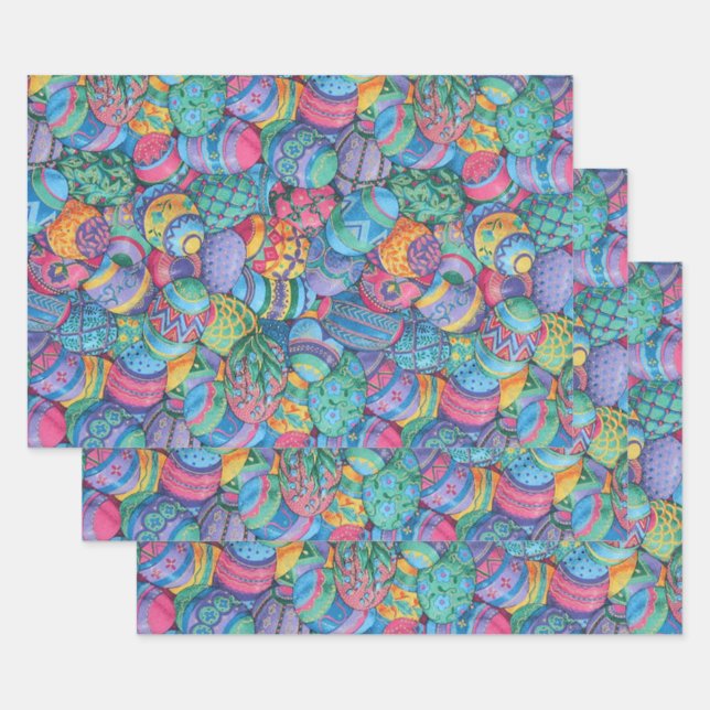 Feuille De Papier Cadeau Oeufs de Pâques (Lot)