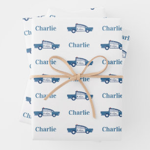 Feuille De Papier Cadeau Officier de police bleu fête d'anniversaire Person