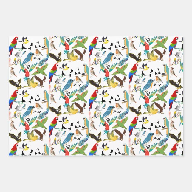 Feuille De Papier Cadeau Oiseaux (Devant 3)