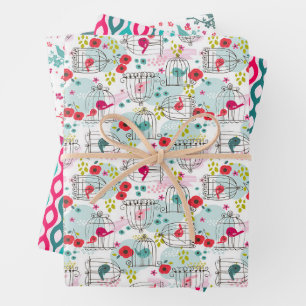 Feuille De Papier Cadeau Oiseaux