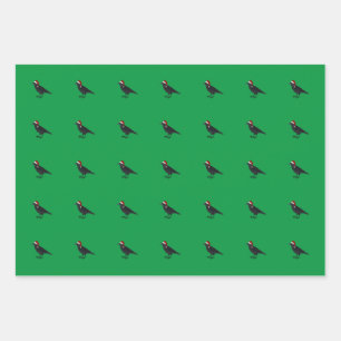 Feuille De Papier Cadeau Oiseaux de Noël