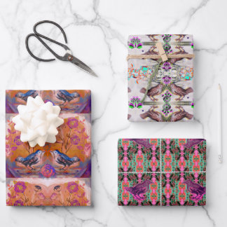 Feuille De Papier Cadeau Oiseaux doux