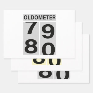 Feuille De Papier Cadeau Oldomètre 80e anniversaire