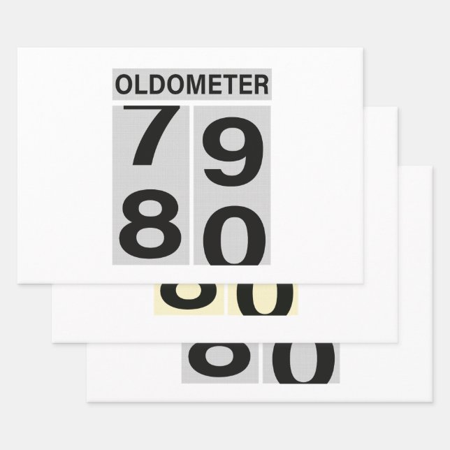 Feuille De Papier Cadeau Oldomètre 80e anniversaire (Lot)