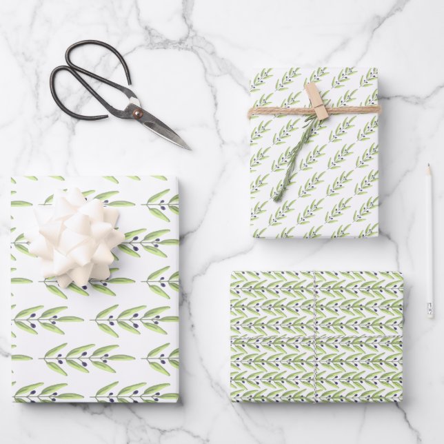 Feuille De Papier Cadeau Olive Branch Gift Wrap (Recto)