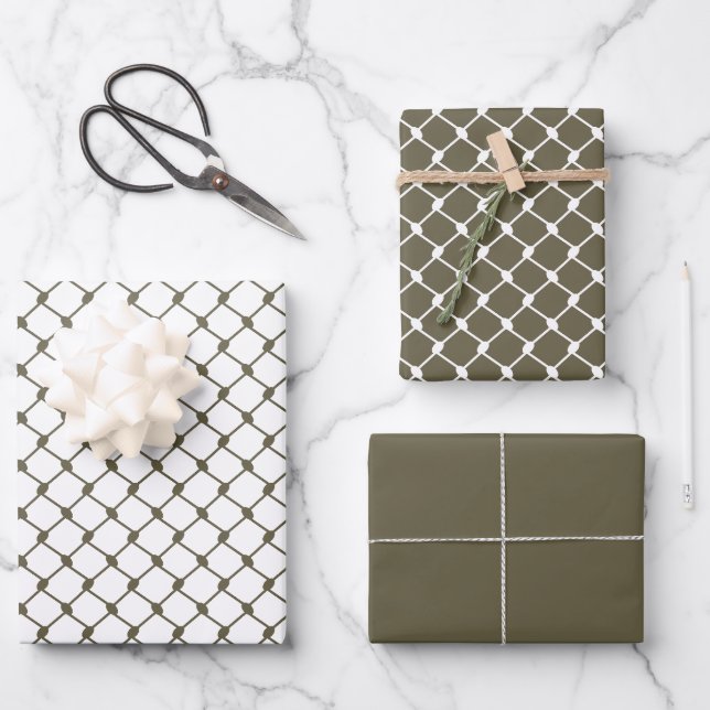 Feuille De Papier Cadeau Olive Green Palestinien Keffiyeh Design Motif (Recto)