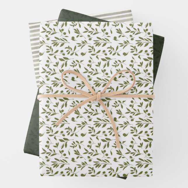 Feuille De Papier Cadeau Olive 'Martini' Green  (En situation)