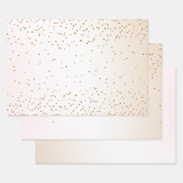 Feuille De Papier Cadeau Ombre or Confetti rose pâle (Lot)
