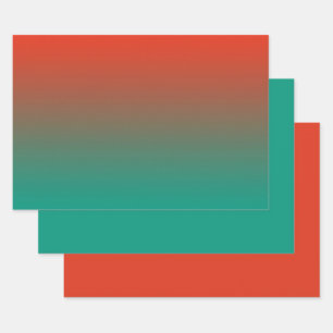 Feuille De Papier Cadeau Ombre Peach au design turquoise