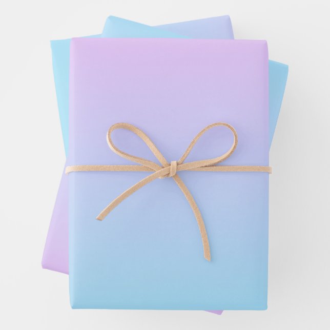 Feuille De Papier Cadeau Ombré rose et turquoise (En situation)