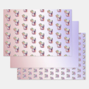 Feuille De Papier Cadeau Ombre Unicorne magique violet