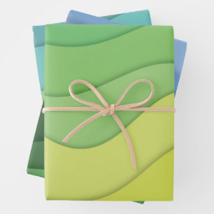 Feuille De Papier Cadeau Ondes coupées en papier, design abstrait coloré