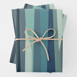 Feuille De Papier Cadeau Ondes océaniques géométriques bleues