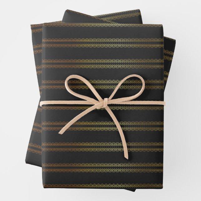 Feuille De Papier Cadeau Or Élégant Ornate Romantique (En situation)