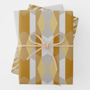 Feuille De Papier Cadeau Or géométrique moderne et gris