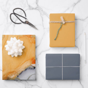 Feuille De Papier Cadeau Or gris orange