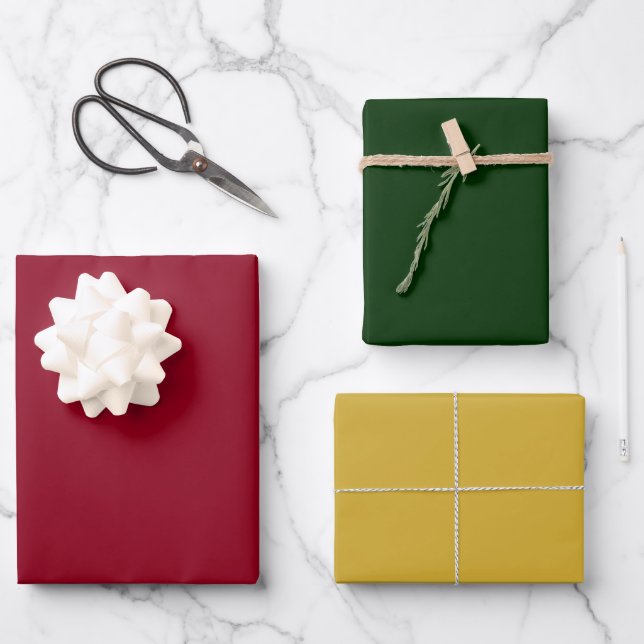 Feuille De Papier Cadeau Or vert de Bourgogne (Recto)