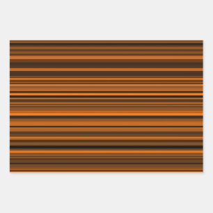 Feuille De Papier Cadeau Orange Brown en bandes noires