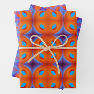 Feuille De Papier Cadeau Orange et bleu Retour à la les années 70
