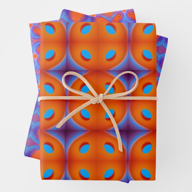 Feuille De Papier Cadeau Orange et bleu Retour à la les années 70 (En situation)