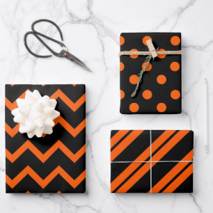 Feuille De Papier Cadeau Orange Et Noir
