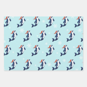 Feuille De Papier Cadeau Orca aux flocons de neige
