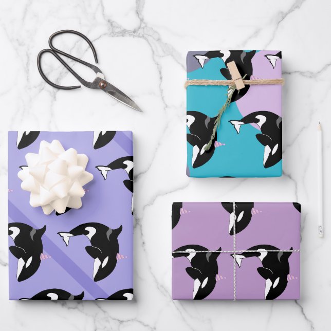 Feuille De Papier Cadeau Orca Killer Whale Anniversaire (Recto)