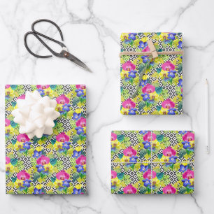 Feuille De Papier Cadeau Orchid Begonia et Palm Leaves