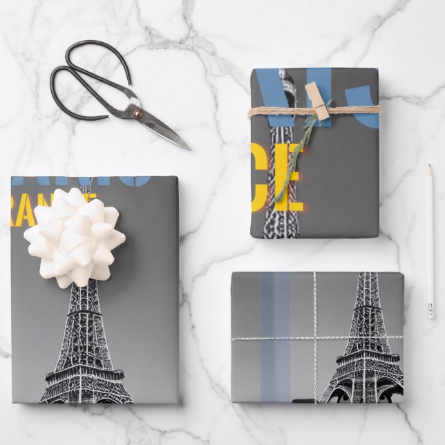 Feuille De Papier Cadeau Oreiller à lancer Paris France (Recto)