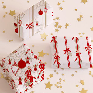 Feuille De Papier Cadeau Ornements modernes de Noël Whimsical