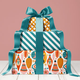 Feuille De Papier Cadeau Ornements Vintage Motif Joli Noël de Fêtes