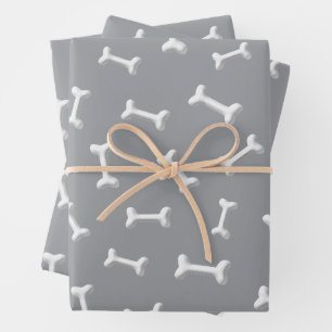 Feuille De Papier Cadeau Os Blancs Sur Fond Gris Personnalisé