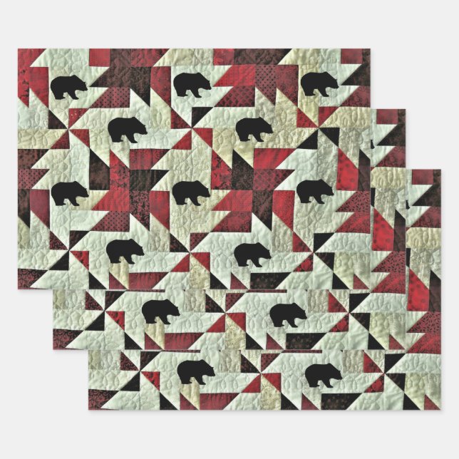 Feuille De Papier Cadeau Ours (Lot)