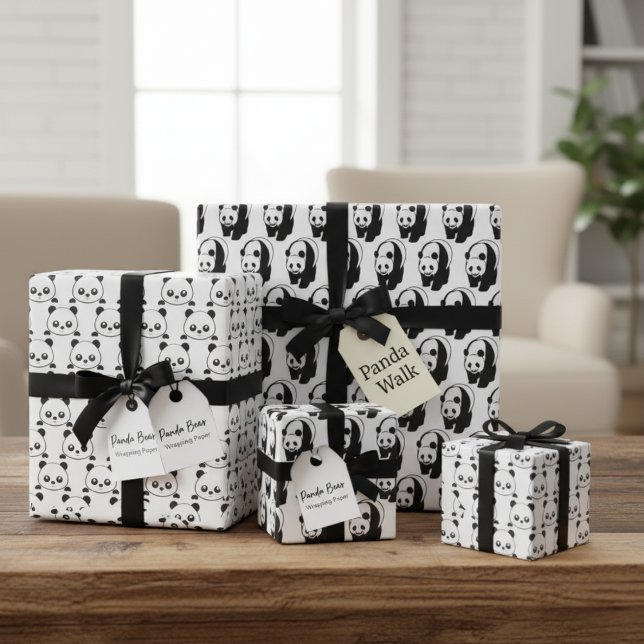 Feuille De Papier Cadeau Ours Panda (Panda Bear Wrapping Paper Sheets)