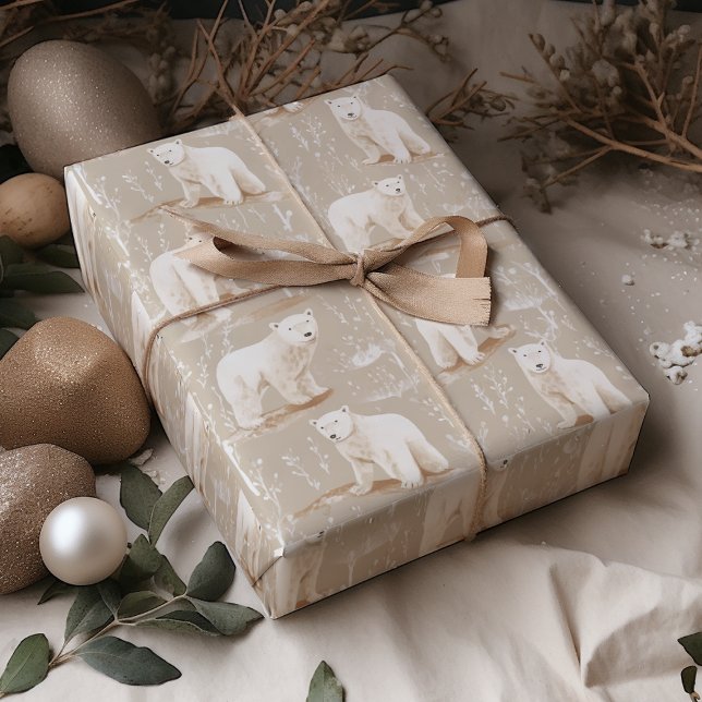 Feuille De Papier Cadeau Ours polaire Noël hiver (Créateur téléchargé)