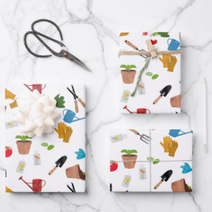 Feuille De Papier Cadeau Outils de jardinage Plante jardinier Motif