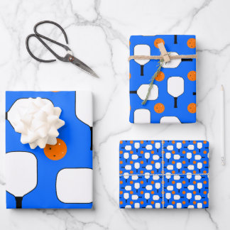 Feuille De Papier Cadeau Pagaies De Pickleball, Ballons De Pickleball Orang