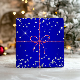 Feuille De Papier Cadeau Paillettes Argentées Dégradé de Bleu Royal Noir