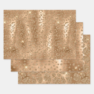 Feuille De Papier Cadeau Paillettes dorées Léopard, Taches de girafe et de 