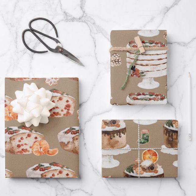 Feuille De Papier Cadeau Pain de canneberge rustique Kraft et gâteaux de No (Recto)